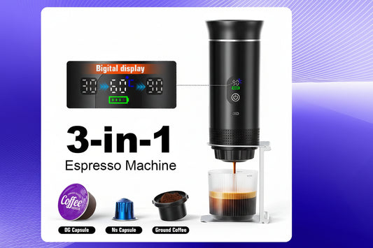 Premium portable espresso maker brewing fresh coffee anywhere